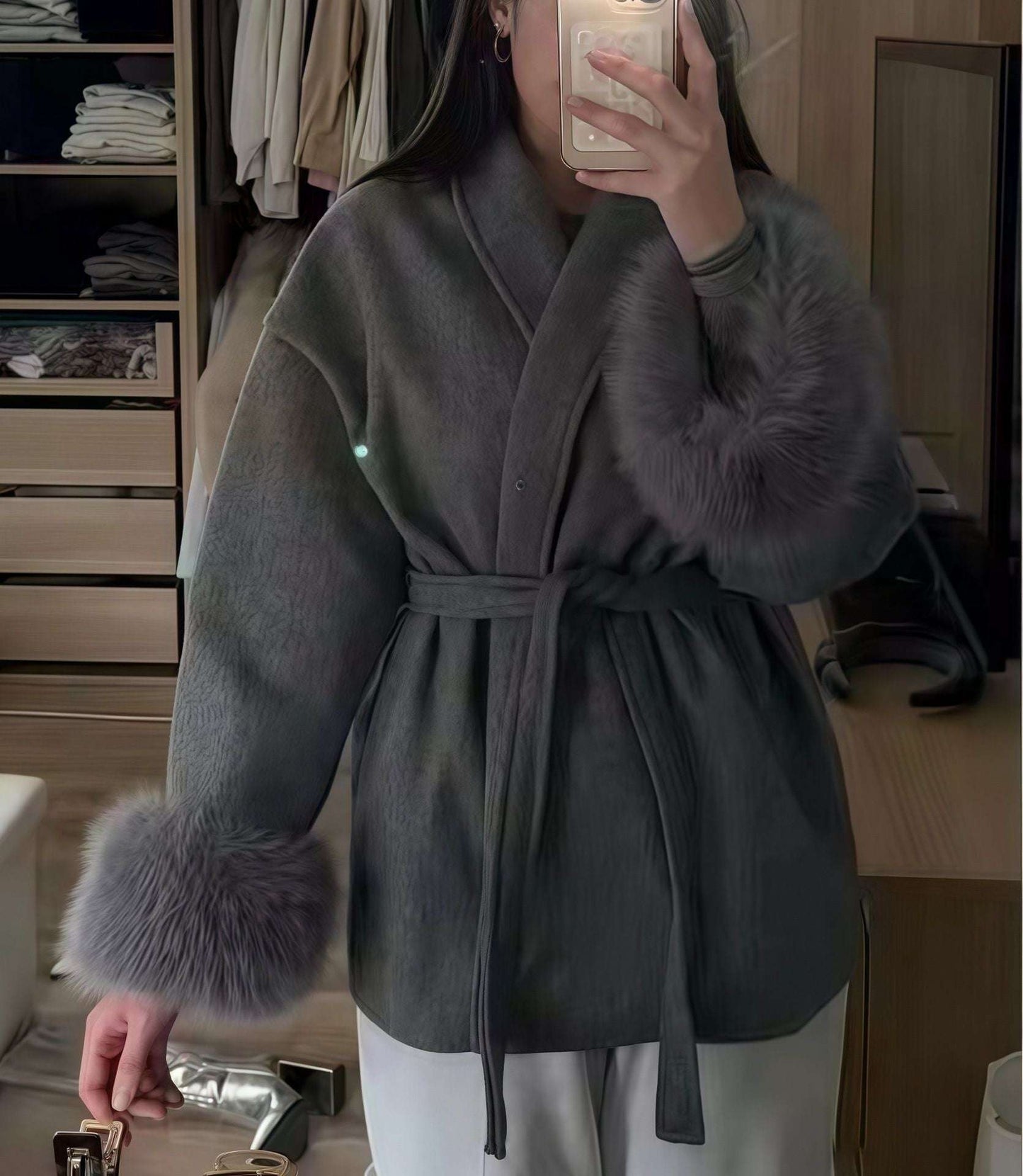 Plus Size French Elegant Woolen Overcoat