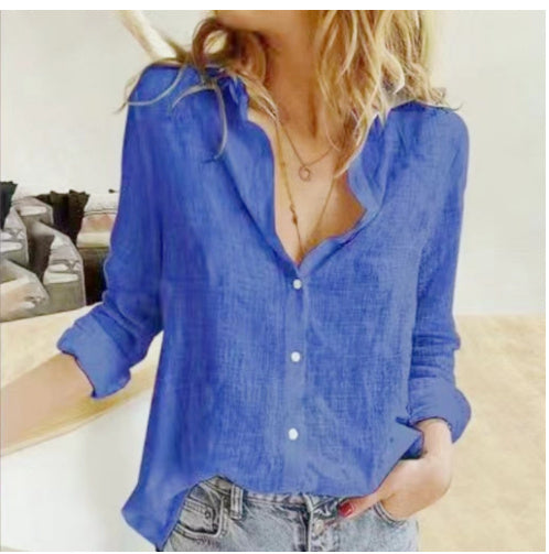 Women’s Loose Button Lapel Cardigan – Long Sleeve Blouse Top Loose Button Lapel Cardigan Top Long Sle | Ectron Online
