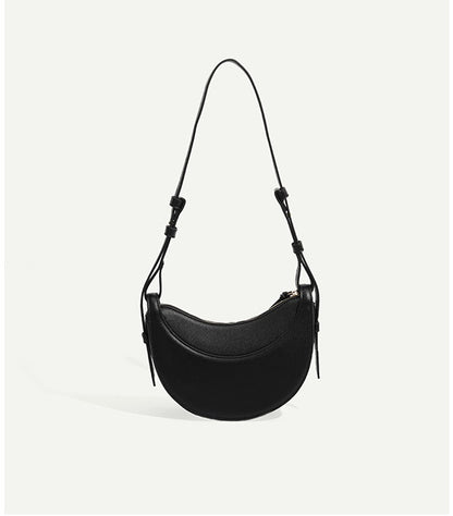 Shoulder Female Litchi Pattern Crescent Genuine Leather Bag