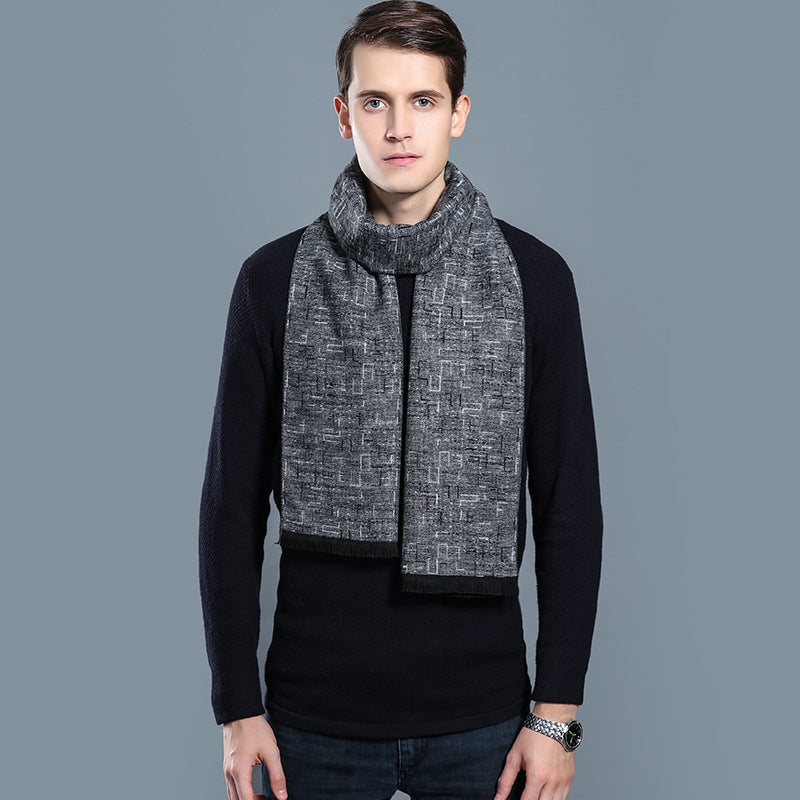 Simple Plaid Warm Keeping Artificial Cashmere Scarf Men's Scarves | Ectron Online