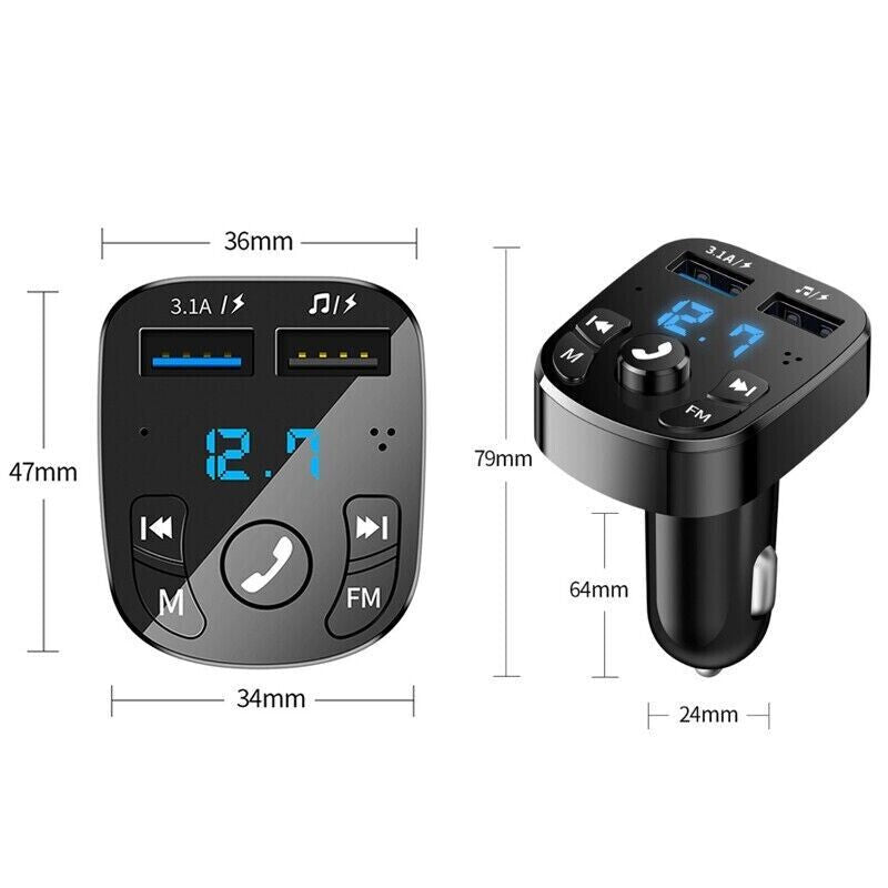 Wireless Car Bluetooth FM Transmitter | MP3 Player & USB Fast Charger