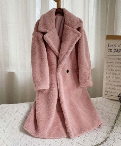 Thickened Lamb Fleece Coat for Women Lapel Lamb Fleece Coat With Pockets Faux | Ectron Online