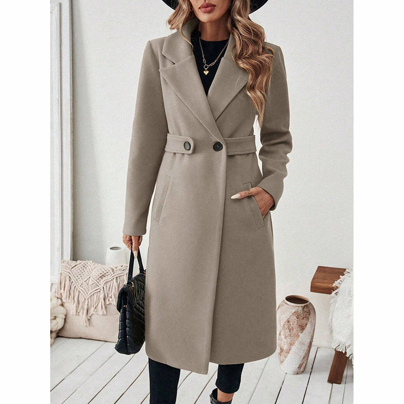 Women's Notch Lapel Trench Coat | Mid-Long Casual & Formal Jacket Women's Notch Lapel Trench Coat, Single | Ectron Online