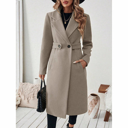 Women's Notch Lapel Trench Coat | Mid-Long Casual & Formal Jacket Women's Notch Lapel Trench Coat, Single | Ectron Online