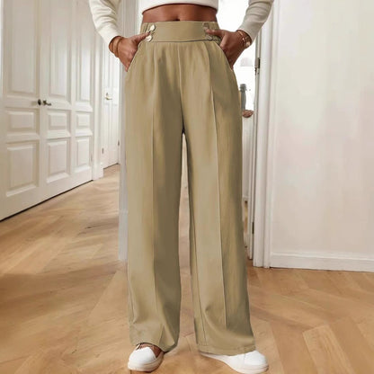 Women's Special-Interest Design Straight-Leg Pants | Solid Color Edit Straight-leg Pants Women's Special-inter | Ectron Online