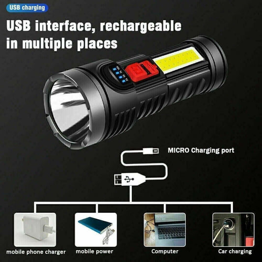 Rechargeable LED Flashlight & Work Light LED Flashlight Torch Rechargeable Work L | Ectron Online