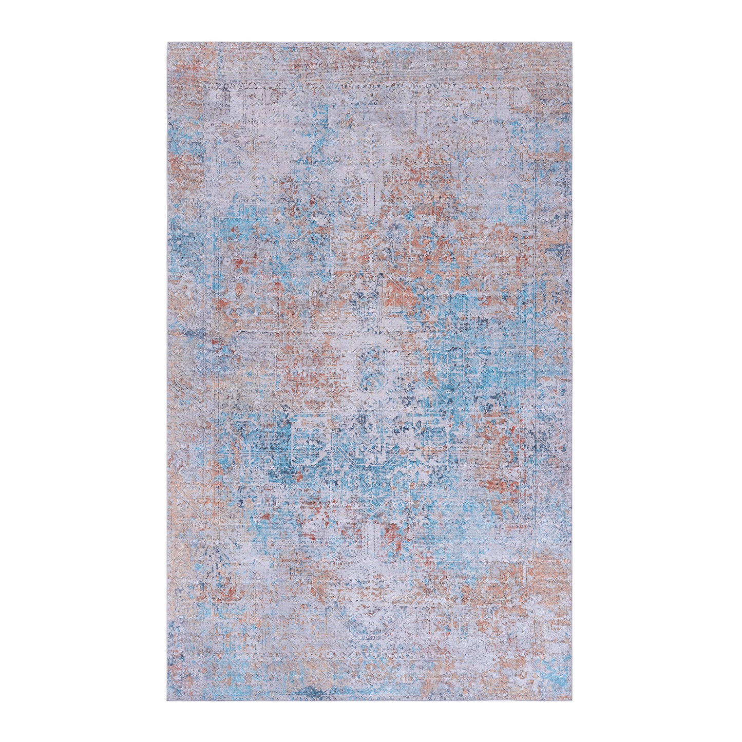 Maval Washable Area Rug - 5x8 Vibrant Yellow Modern Carpet