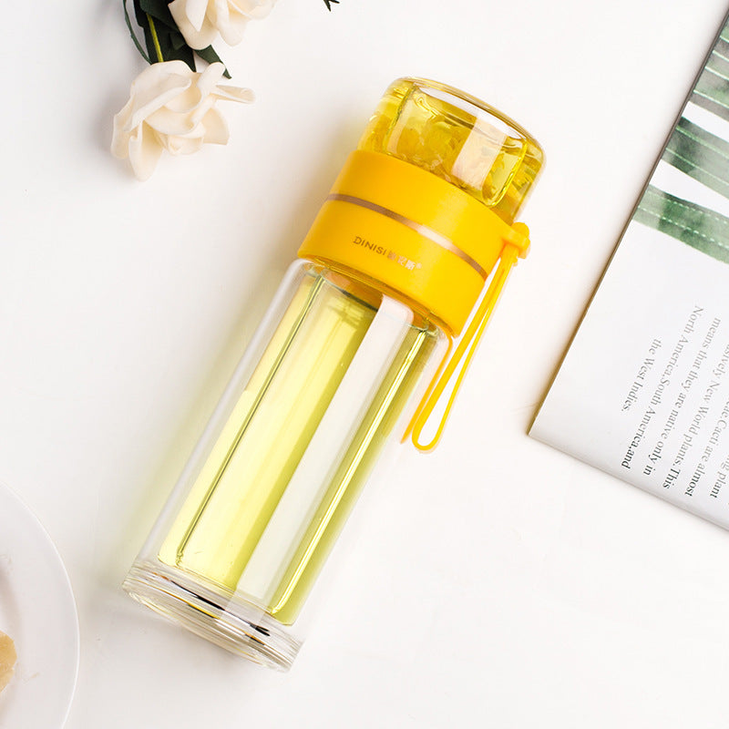 Double Wall Glass Water Bottle with Tea Infuser Glass Water Bottle With Tea Infuser Filt | Ectron Online