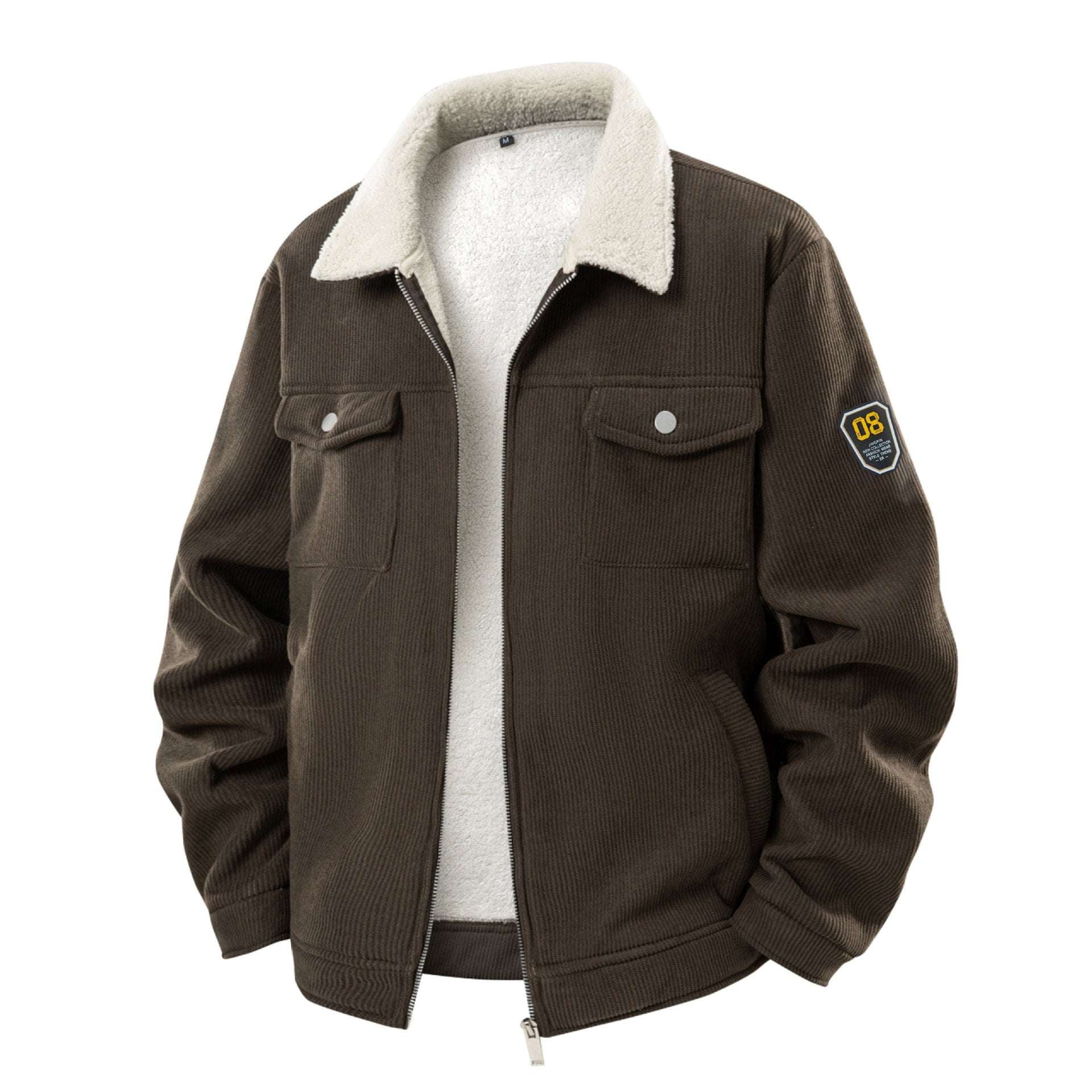 Men's Fleece-Lined Lambswool Coat Fleece-lined Thickened Fashionable Lapel | Ectron Online