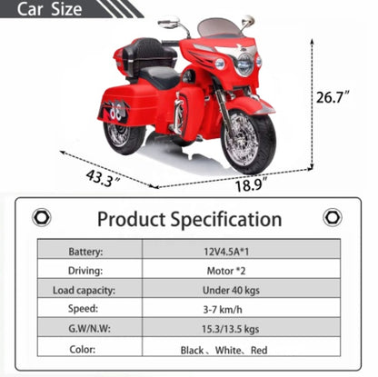 12V Two-Seat Kids Electric Motorcycle - 3-Wheel Ride-On Motorbike Kids Motorcycle,ride On Motorcycle,Kids | Ectron Online