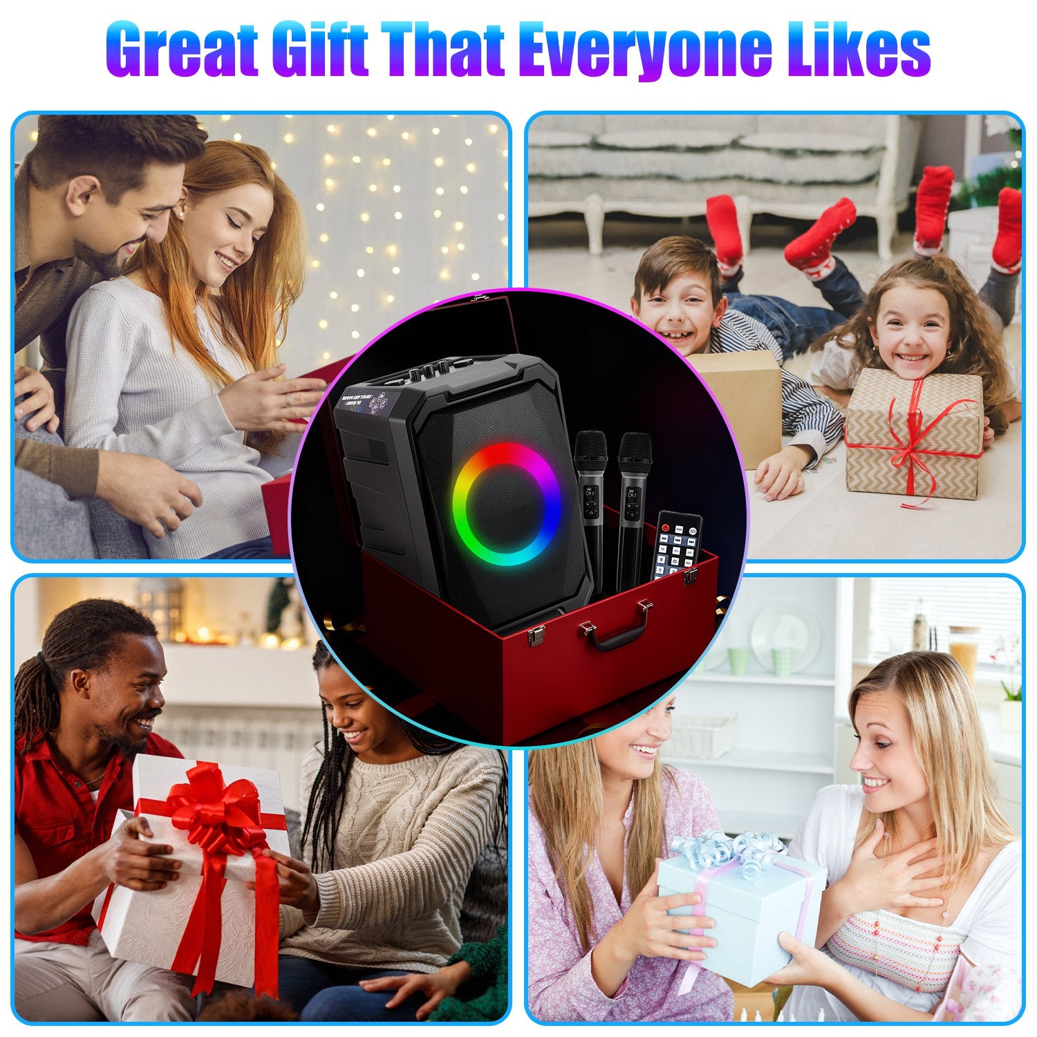 Wireless Party Speaker with 2 Mics | TWS Bass & LED Bluetooth Speaker