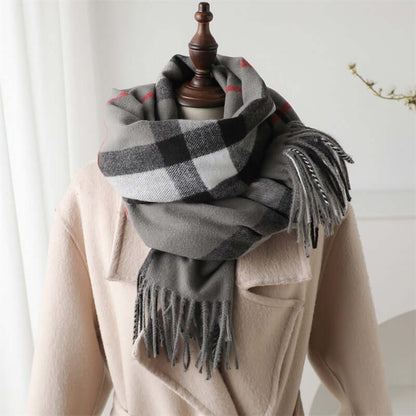 Unisex Cashmere-Like Plaid Warm Shawl Scarf