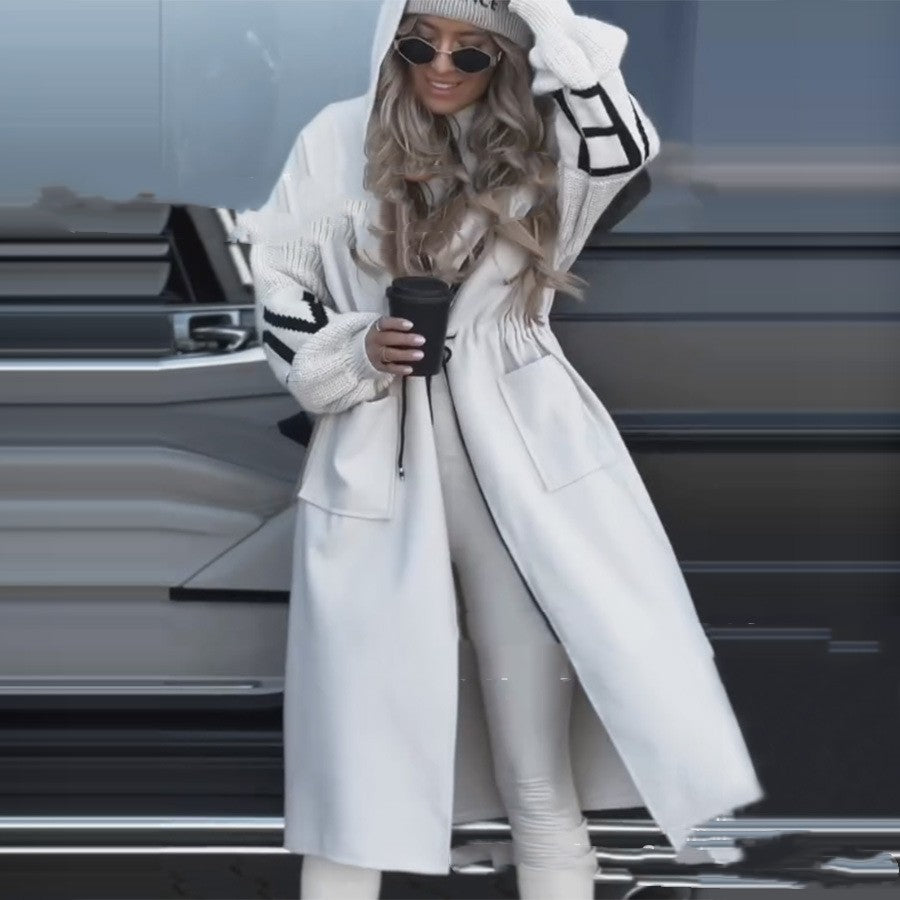 Women's Casual Long Hooded Splicing Coat
