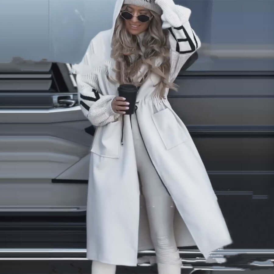 Women's Casual Long Hooded Splicing Coat European And American Fashion Women's We | Ectron Online