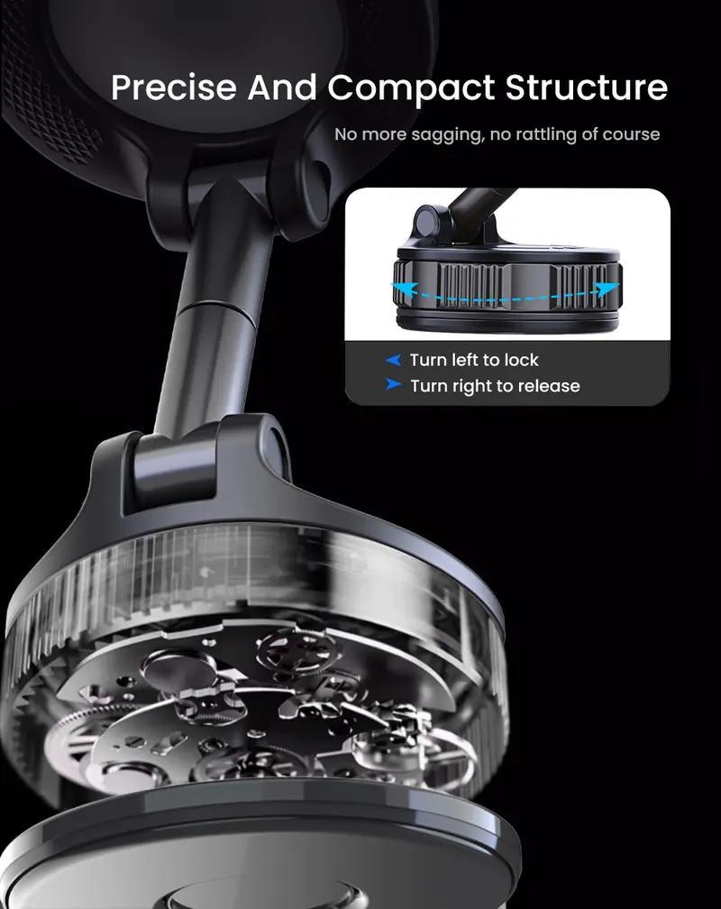 Retractable Magnetic Car Phone Holder - 360° Vacuum Suction