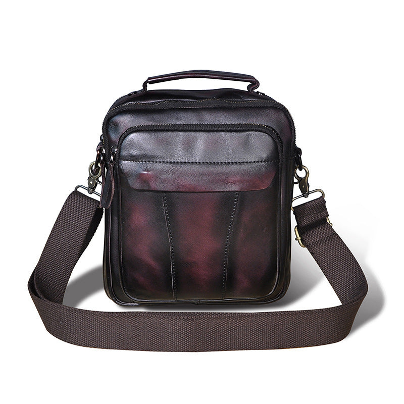 Vintage 8-Inch Crazy Horse Leather Diagonal Bag Crazy Horse Leather Retro Men's 8-inch O | Ectron Online