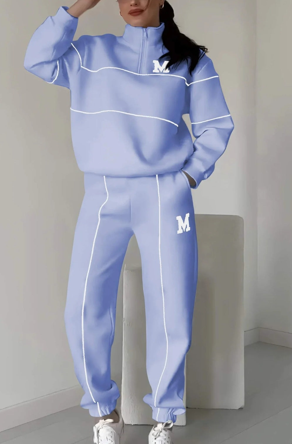 Baggy Sweatshirt & Sweatpants 2-Piece Outfit Womens 2 Piece Outfits Lounge Hoodless P | Ectron Online