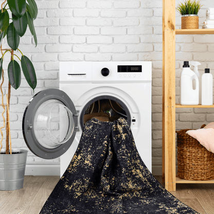 Maval Black & Gold Washable Doormat - 2x3 Small Entryway Rug