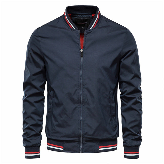 Men's Striped Zip-up Jacket - Casual & Sporty Outerwear Men's Striped Zip-up Jacket With Pockets | Ectron Online
