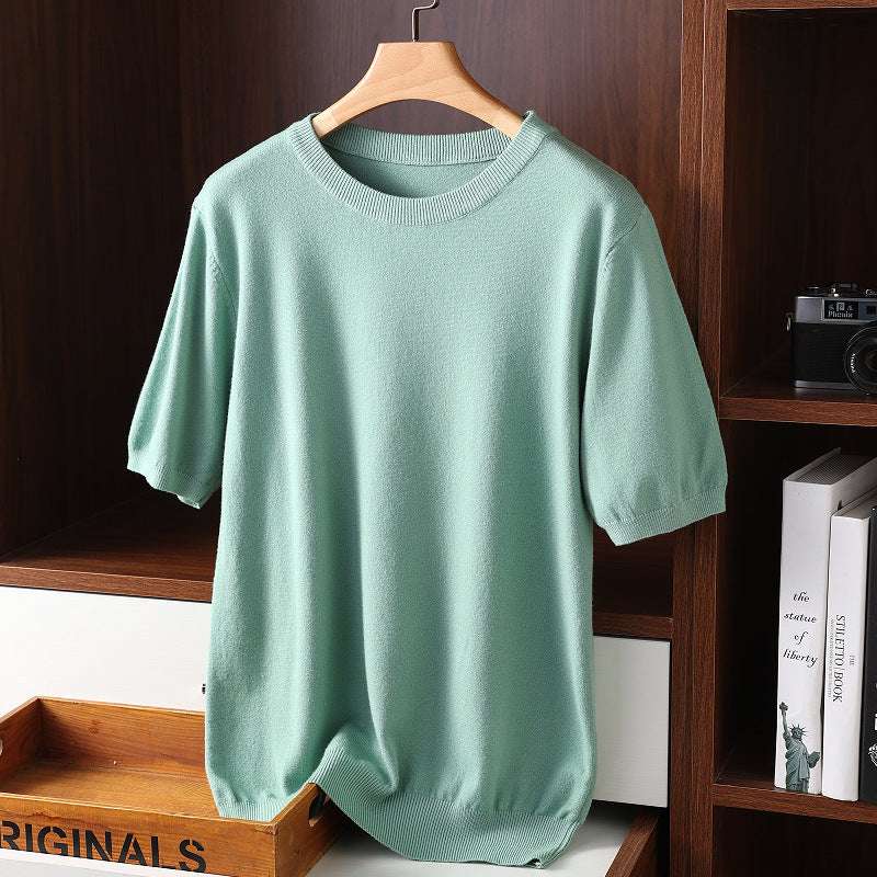 Men’s Summer Thin Knit T-Shirt – Short Sleeve Round Neck Casual Summer Short Sleeve Men's Round Neck Thi | Ectron Online