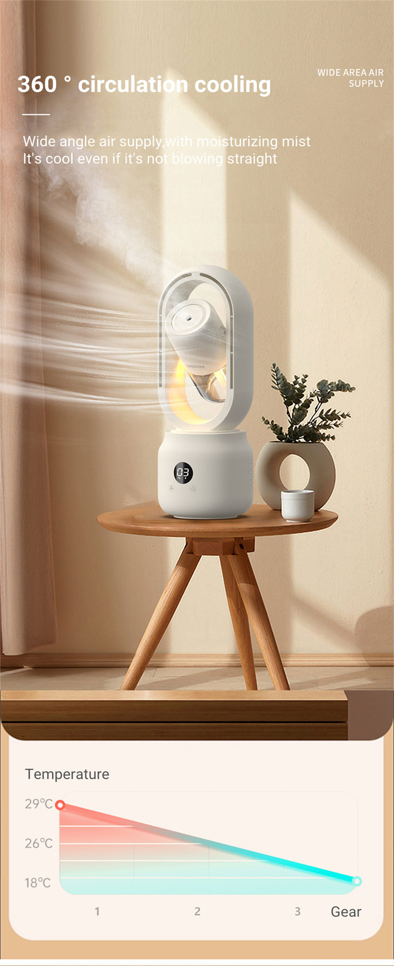 Summer Water Cooled Spray Mist Electric Fan USB Rechargeable Portable Wireless Air Humidifier Bladeless Ventilator Table Fan