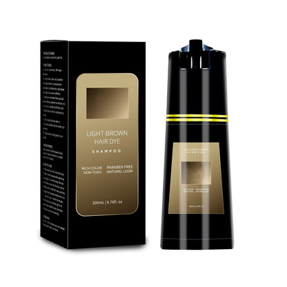 Light Brown Hair Dye Shampoo with packaging on a white background