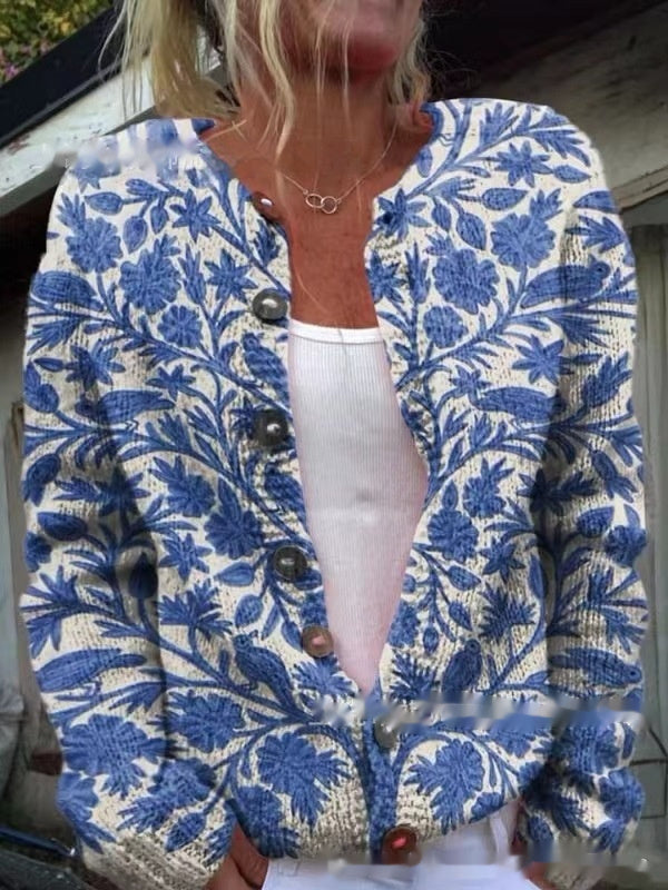 Cloak-Style Printed Cardigan Printed Casual Cloak Coat Cardigan Sweat | Ectron Online