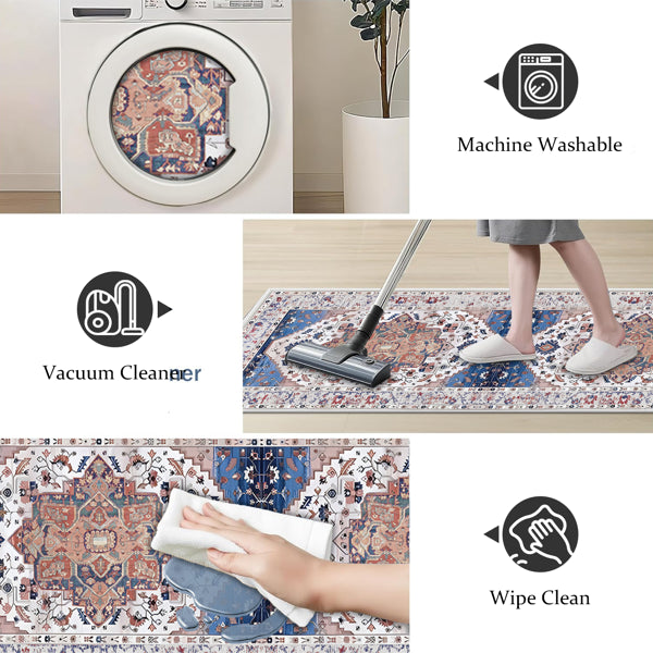 3-Piece Boho Kitchen Rug Set with Runner | Non-Slip & Washable