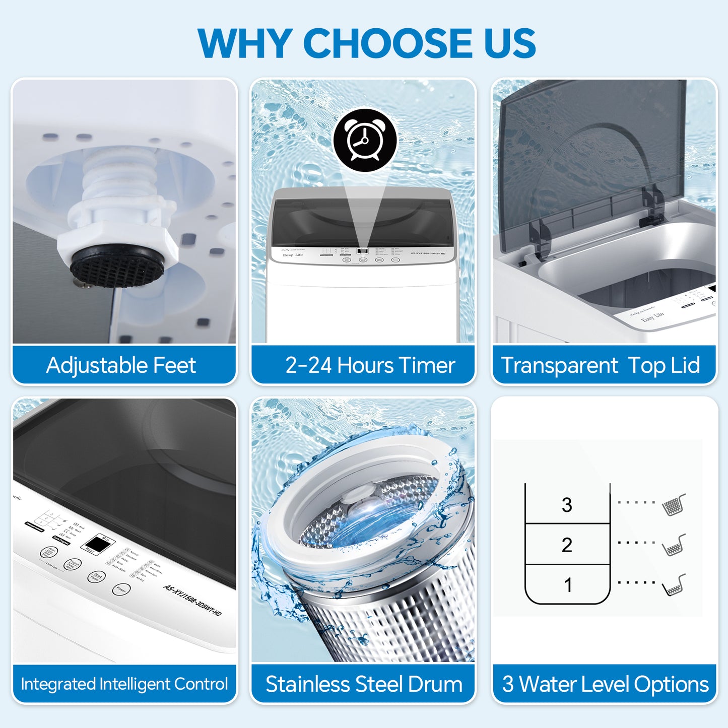 7.7 lbs Portable Washing Machine | Fully Automatic Compact Model