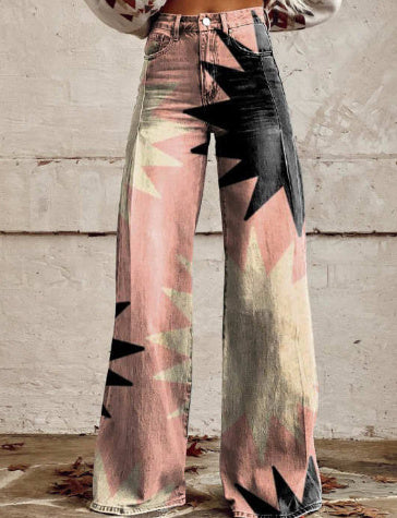 Thin Faux Denim Wide-leg Pants