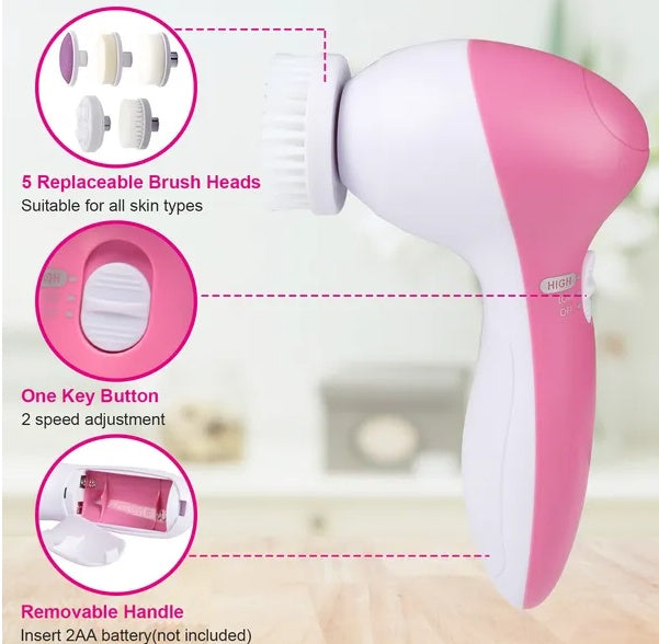 5-in-1 Waterproof Facial Cleansing Brush