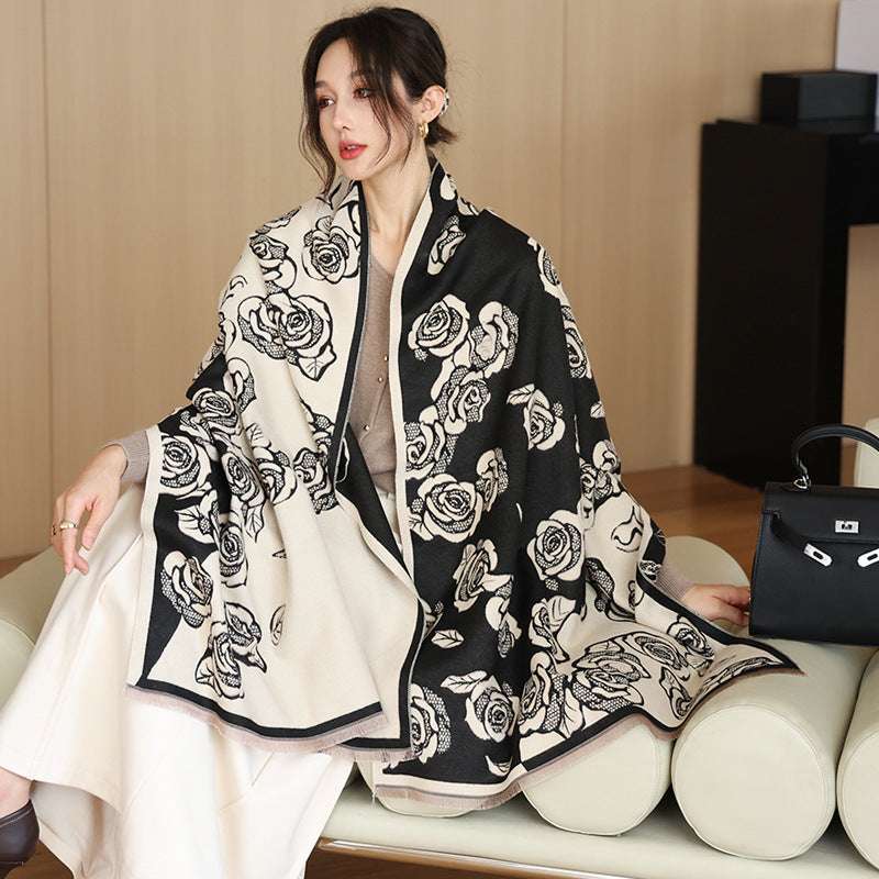 Women's Versatile Thickened Warm Cashmere Scarf Female Versatile Fashion Thickened Warm Cashmere Scarf | Ectron Online