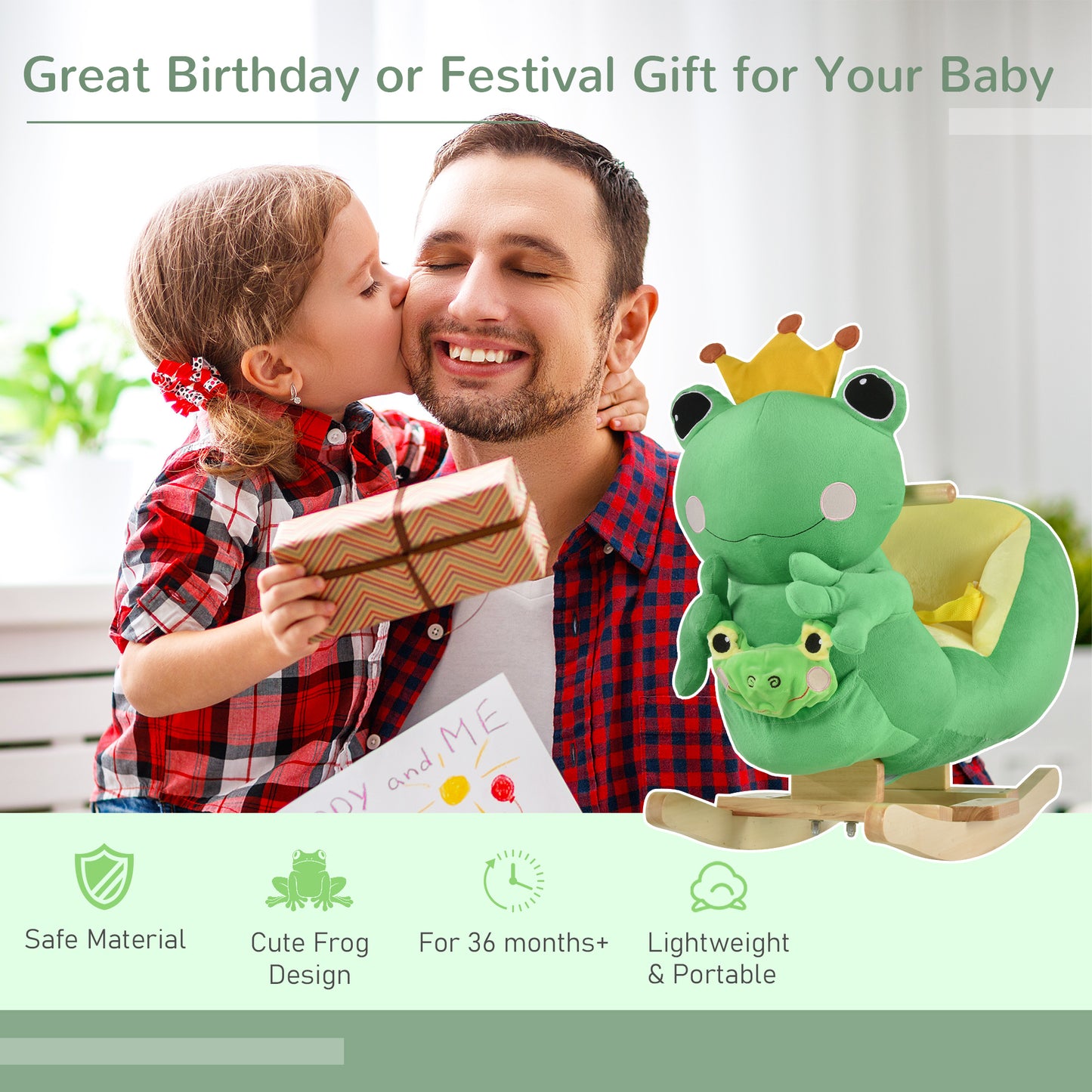 Kids Plush Frog Rocking Horse Toy Kids Ride-On Rocking Horse Toy Frog Styl | Ectron Online