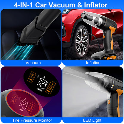 4-in-1 Cordless Car Vacuum & Tire Inflator 1Pc 4 In 1 Cordless Car Vacuum Cleaner A | Ectron Online