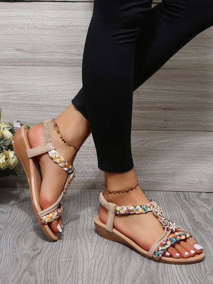 Women’s Open Toe Sandals – Color Block Fabric Design Women's Open Toe Sandals Made Of Color B | Ectron Online