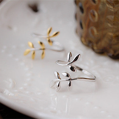 Smal Olive Branch Leaf Ring Simple Ring Ring