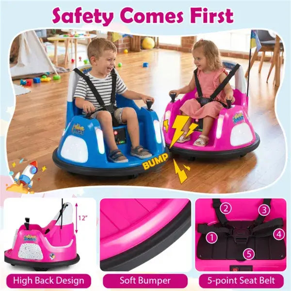 Kids Ride-On Bumper Car with 5-Point Safety Harness – Pink Pink 5-Point Seat Belt Kids Bumper Car W | Ectron Online