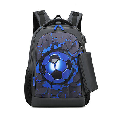 Hard Shell Football Burden Reduction Boy's Shoulder Large Capacity Belt Small Pen Bag Set Of School Bag