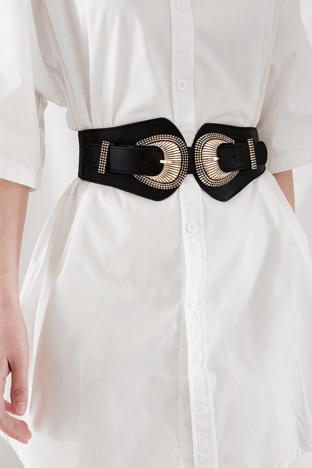Shell Double Buckle Elastic Wide Belt Belt | Ectron Online