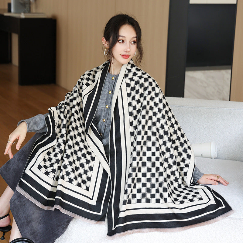 Women's Versatile Thickened Warm Cashmere Scarf Female Versatile Fashion Thickened Warm Cashmere Scarf | Ectron Online
