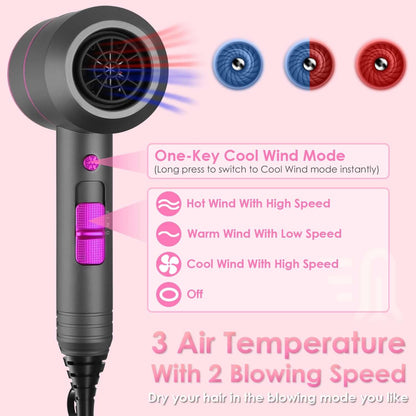 1800W Portable Compact Hair Dryer – Professional Styling Set 1Pc 1800W Hair Dryer Portable Compact Ha | Ectron Online