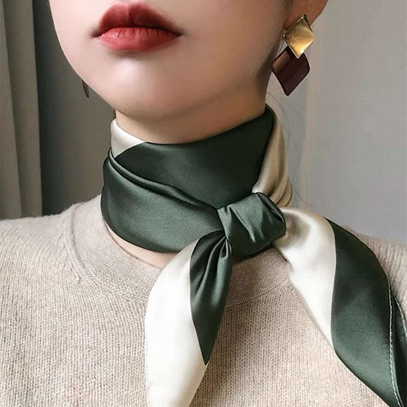 Solid Color Square Scarf - Elegance & Style Artificial Silk Striped High-grade Korea | Ectron Online
