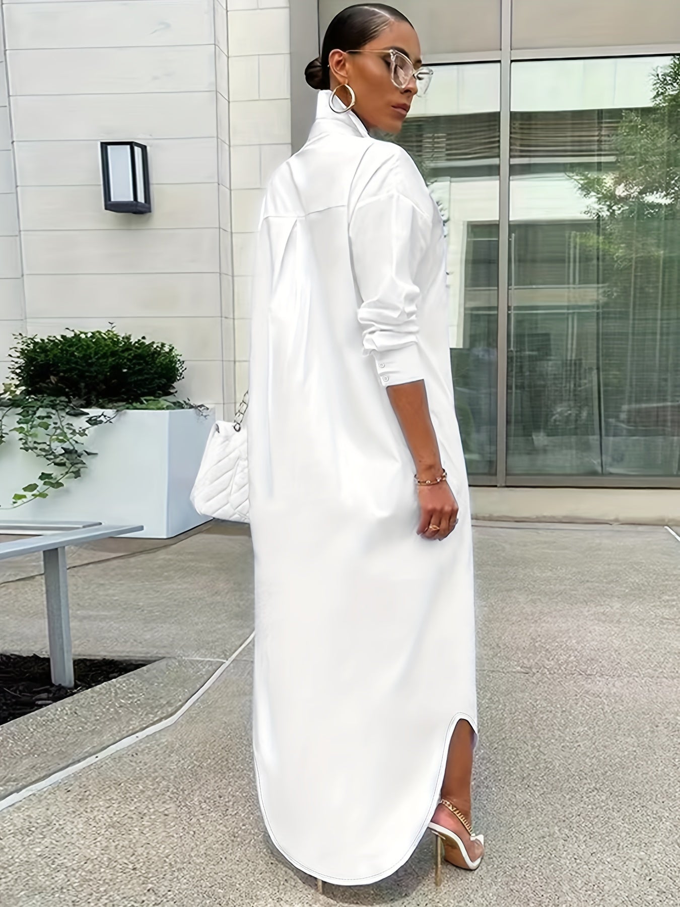 Women's Solid Longline Button Shirt