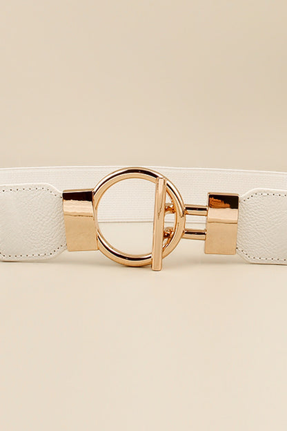 Circle Shape Buckle Zinc Alloy Buckle PU Leather Belt