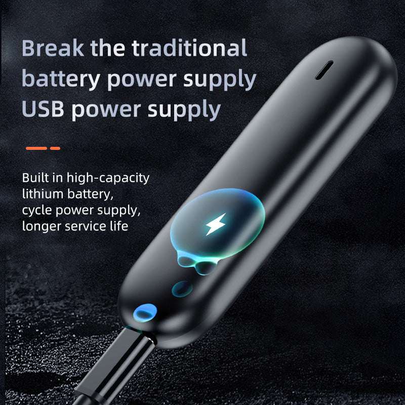 USB power supply with high-capacity lithium battery on a dark background