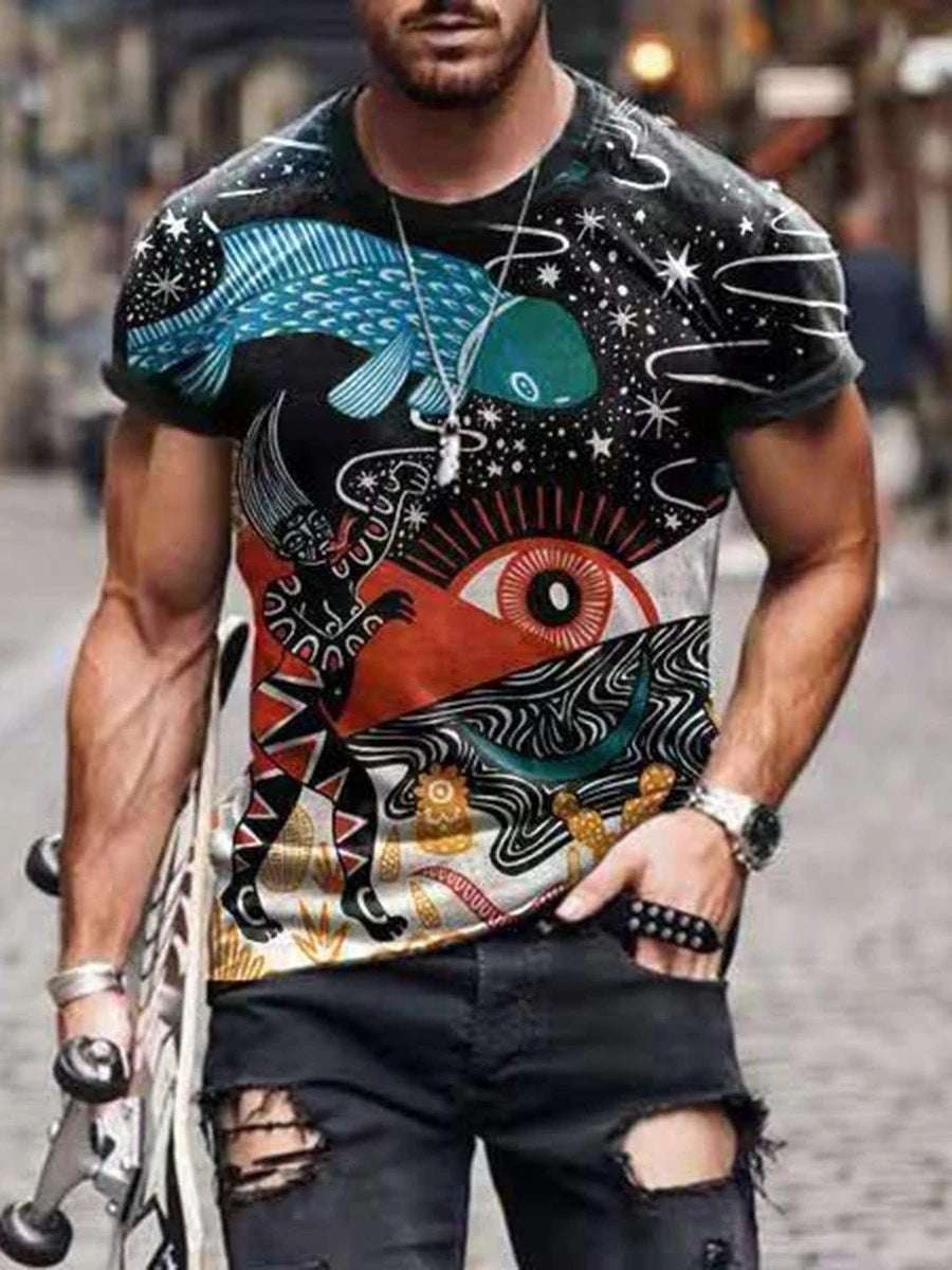 Digital Printed Round Neck T-Shirt – Short Sleeve Casual Tee Digital Printed Short-sleeved Round Neck | Ectron Online