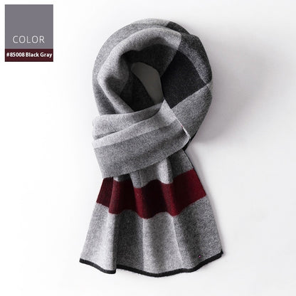 Gray and red striped scarf on a white background