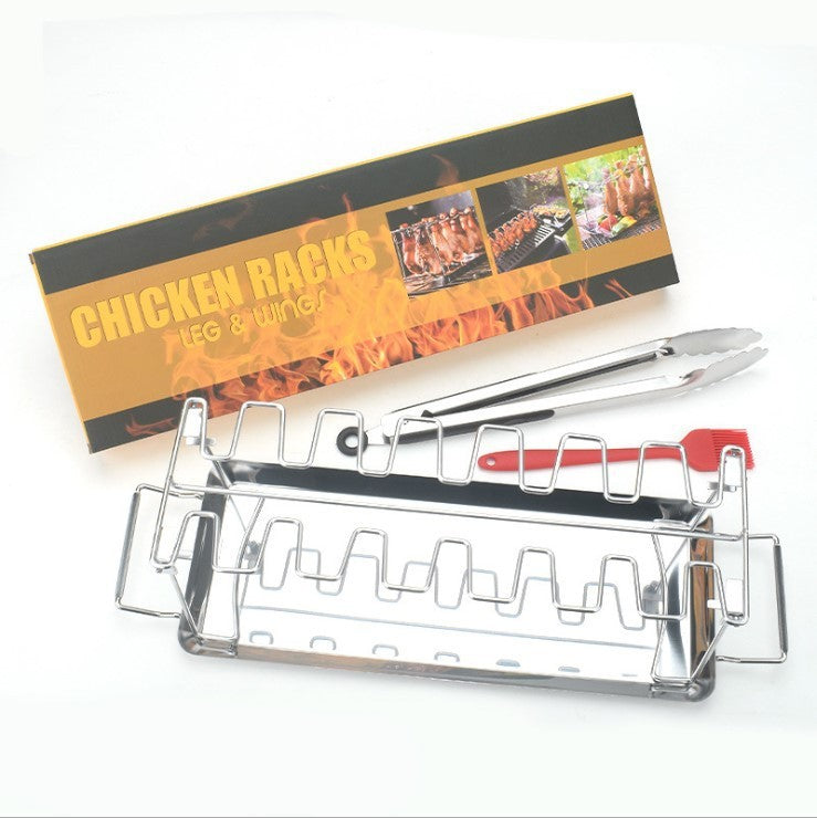 BBQ Rib & Wing Rack – 14-Slot Stainless Steel Grill Basket Portable Grilling Basket Mesh Clip 14 Sl | Ectron Online