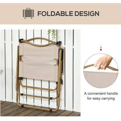 Folded khaki camping chair with carry handle and metal folding frame