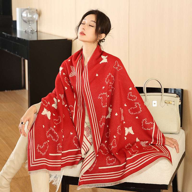 Women's Versatile Thickened Warm Cashmere Scarf Female Versatile Fashion Thickened Warm Cashmere Scarf | Ectron Online